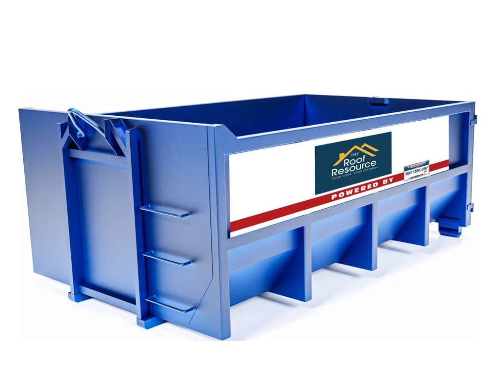 Commercial dumpster with contractor branding