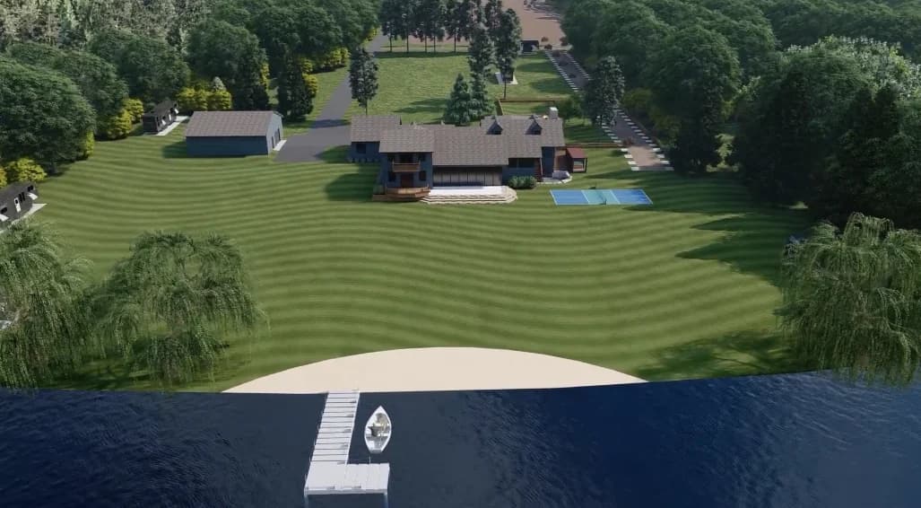 Aerial view of the Long Road Retreat property